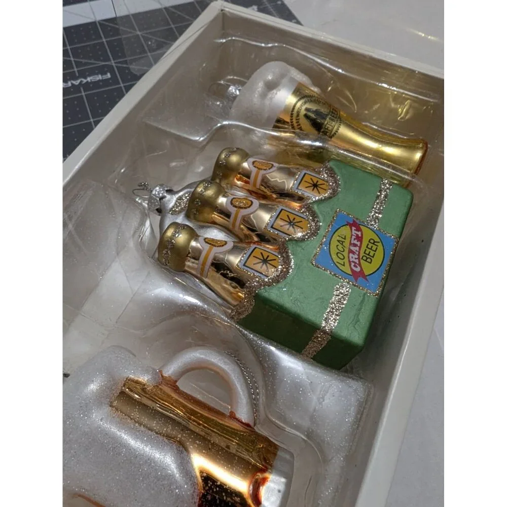 Wondershop Beer Christmas‎ Ornament Handblown Glass Alcohol Set of 3 Local Craft
